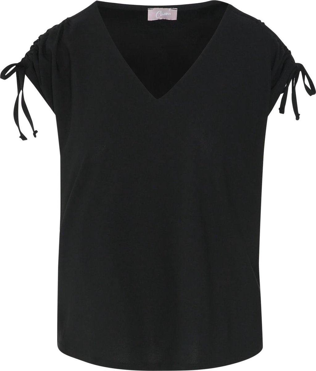 Cassis - T-shirt met tunnelkoordjes aan de schouders - Zwart