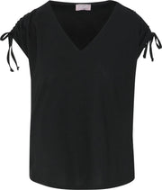 Cassis - T-shirt met tunnelkoordjes aan de schouders - Zwart