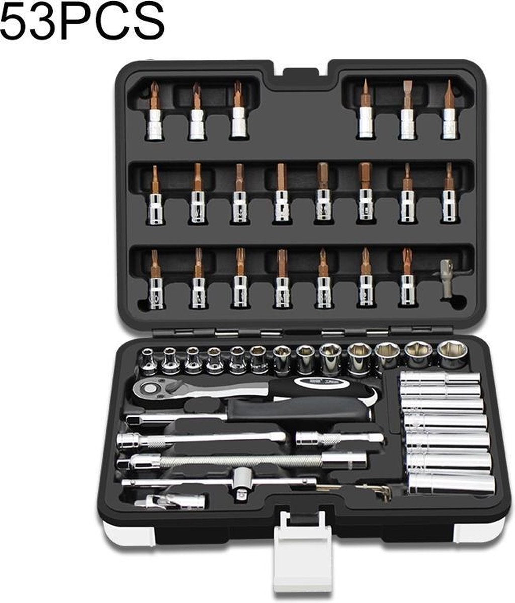 53-delige ratelsleutel set auto reparatie combinatie hardware toolbox