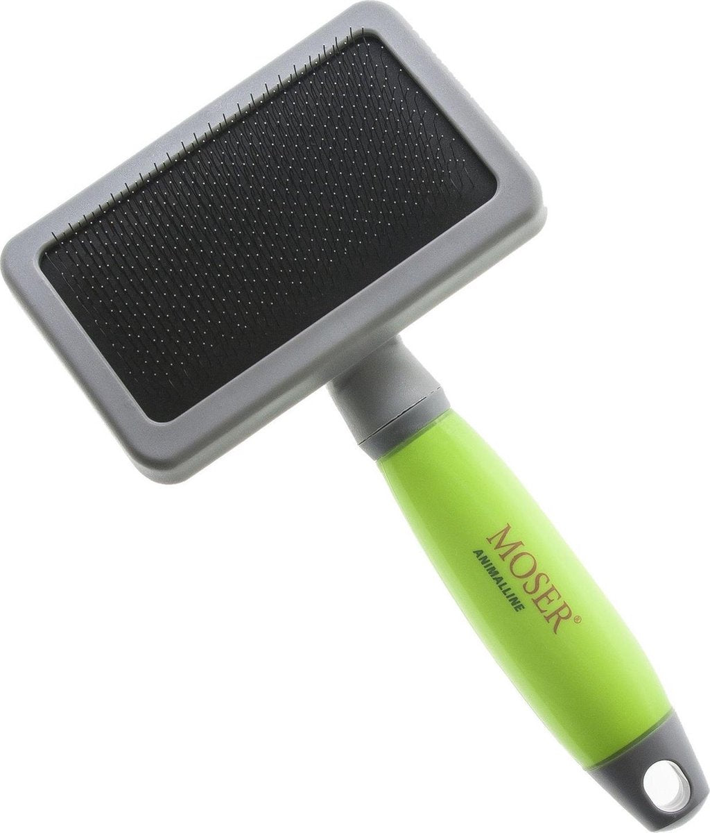 Moser Slicker Borstel Large - Hondenvachtborstel - Groen Grijs