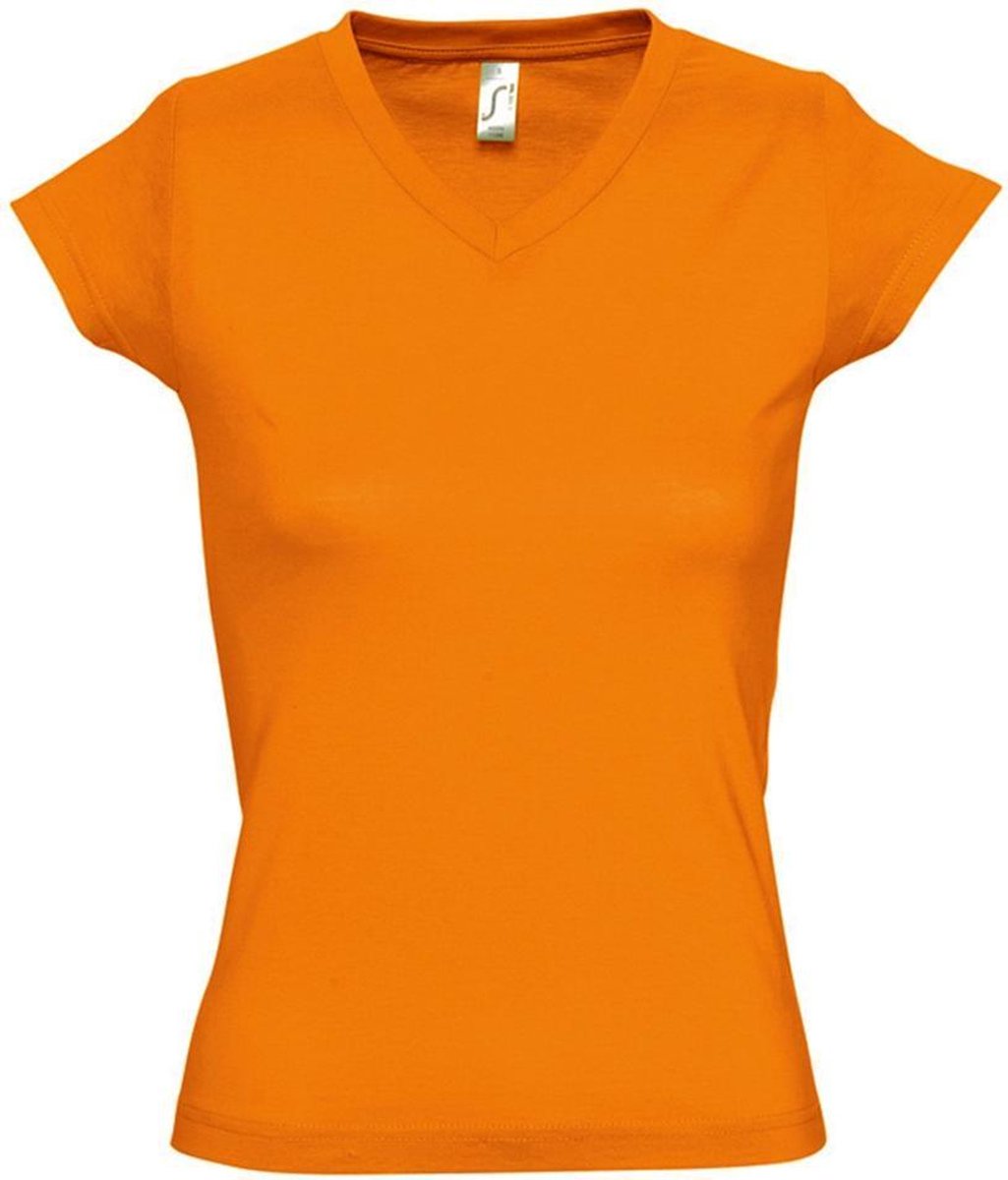 SOLS Dames/dames V Hals T-Shirt met korte mouwen (Oranje) Maat S - EK-WK- Olympische Spelen - Koningsdag