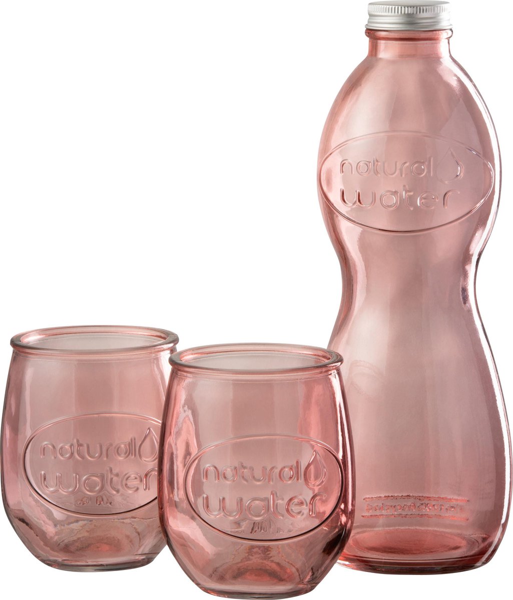 J-Line Doos Fles 2Glazen Natural Water Glas Zalm