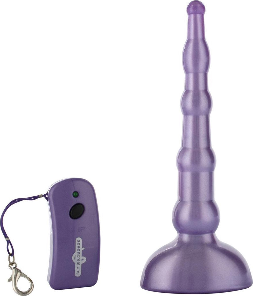 Seven Creations Beaded - Buttplug - Paars - Draadloos - Met Afstandsbediening - Ø 30 mm