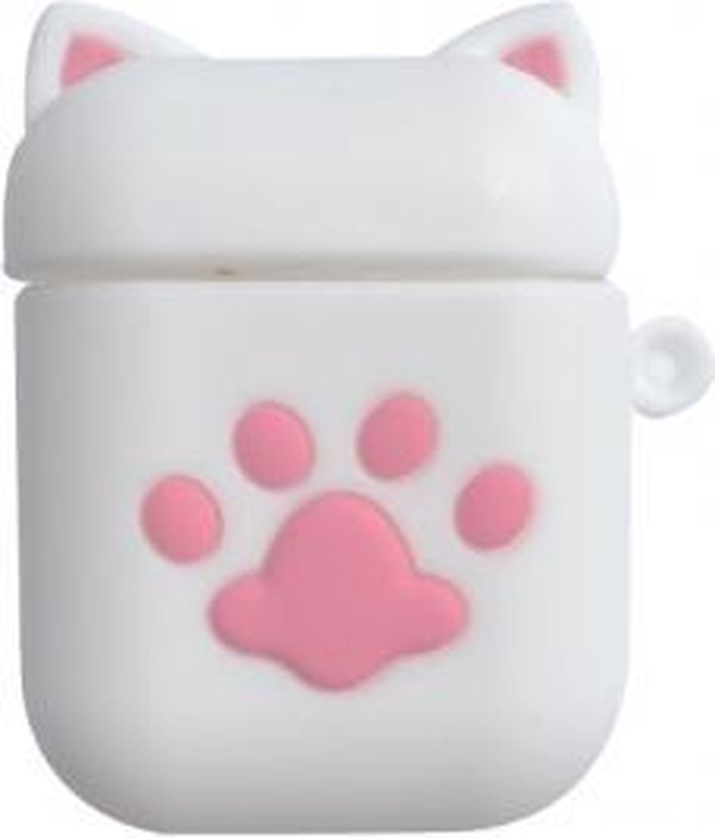 Hidzo Hoes voor Apple's Airpods 1/2 - Kat - Poot - Wit - Siliconen