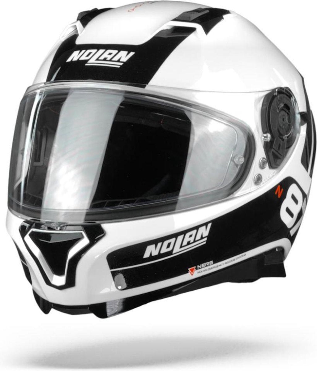 Nolan N87 Plus Distinctive 22 Metal White Black Integraalhelm - Motorhelm - Maat S