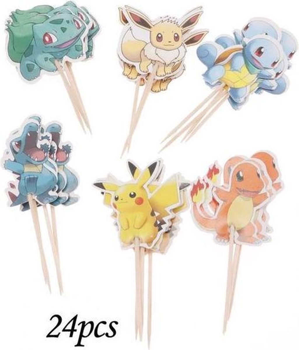 24 stuks cupcake toppers assorti Pokemon