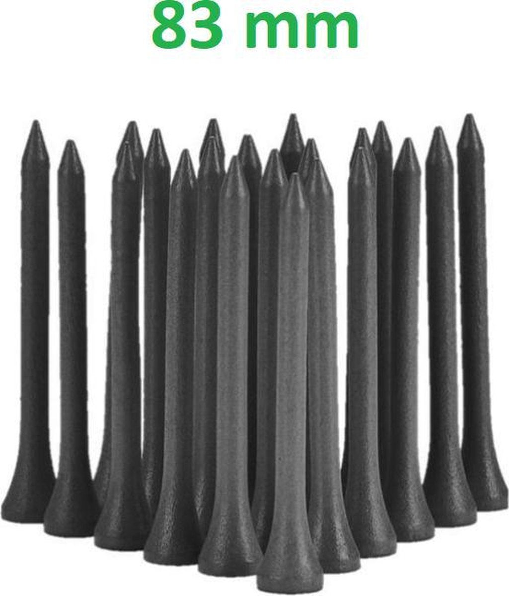 Firsttee -100 STUKS - Zwarte Bamboe Tees XXL - Golftees 83 mm - Tee Hout - Golf accessoires - Sport - Training - Golftrainingsmaterialen - Trolley - Cadeau - Golfset - Swing - Ballen - Golfbal - Trainingsmaterialen - Golftee Mat - Net - Golftas tees