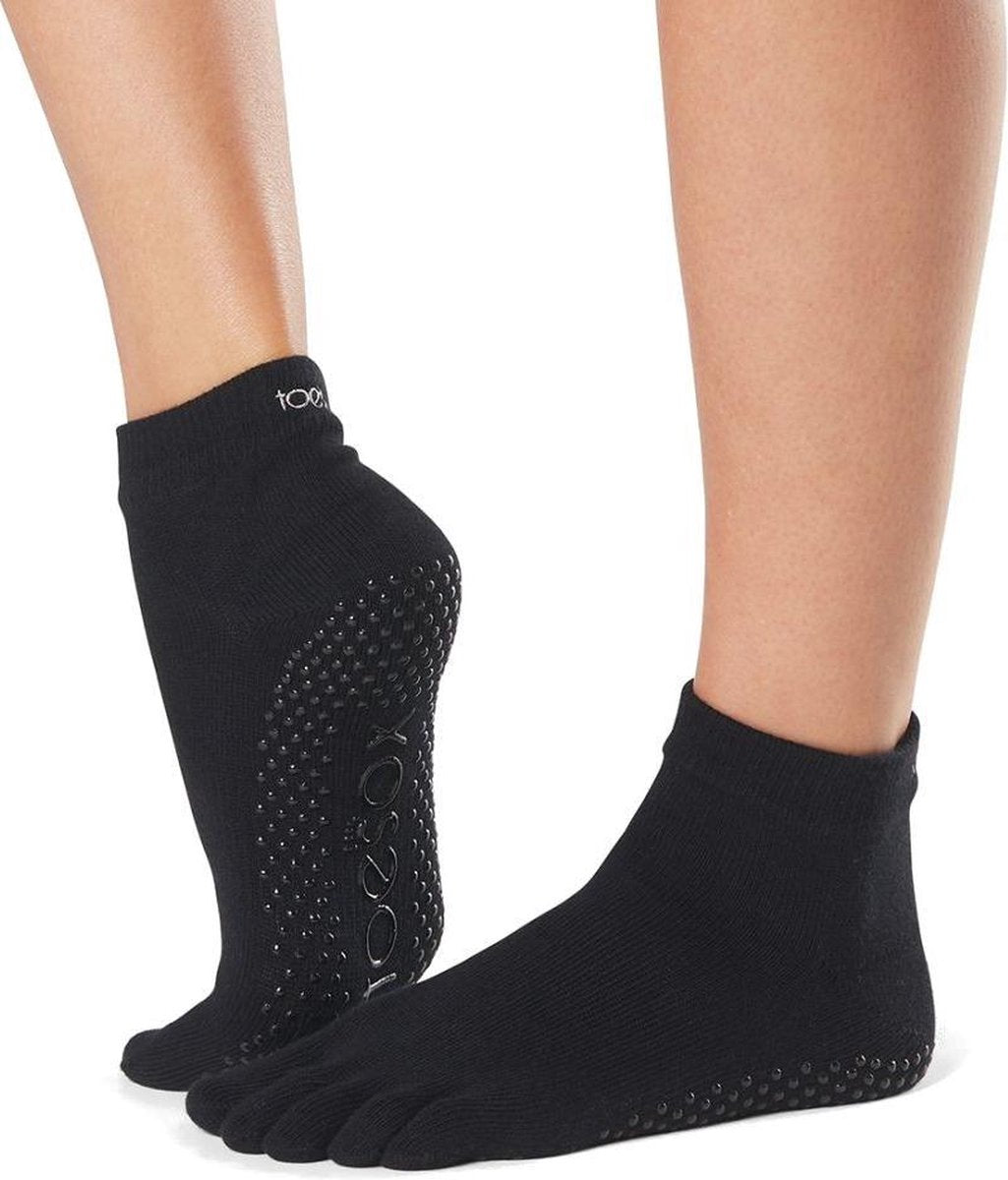 Toesox Ankle Grip Socks teensokken - Zwart - 39-42