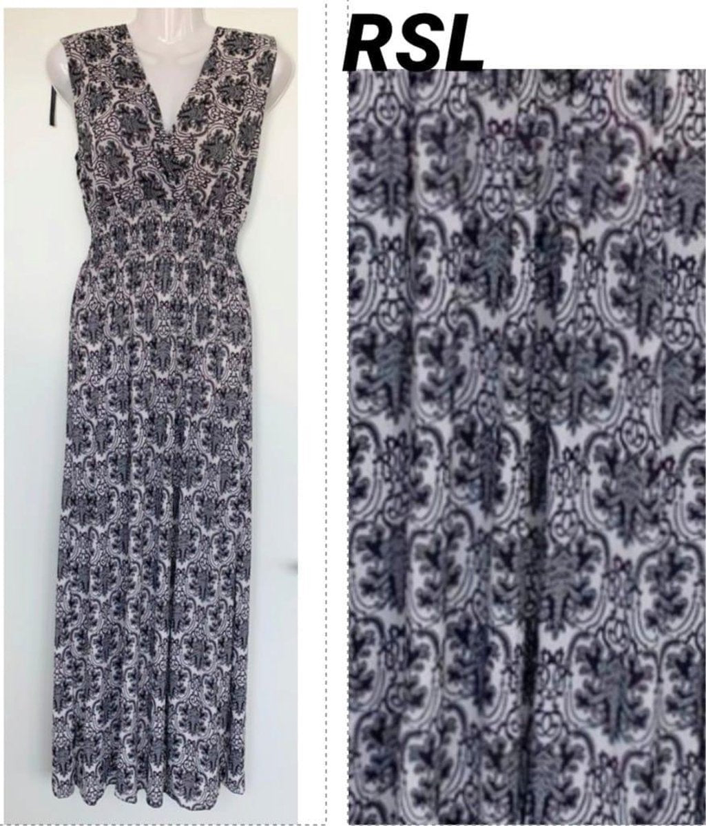 Dames jurk met bloemenprint one size zwart/wit