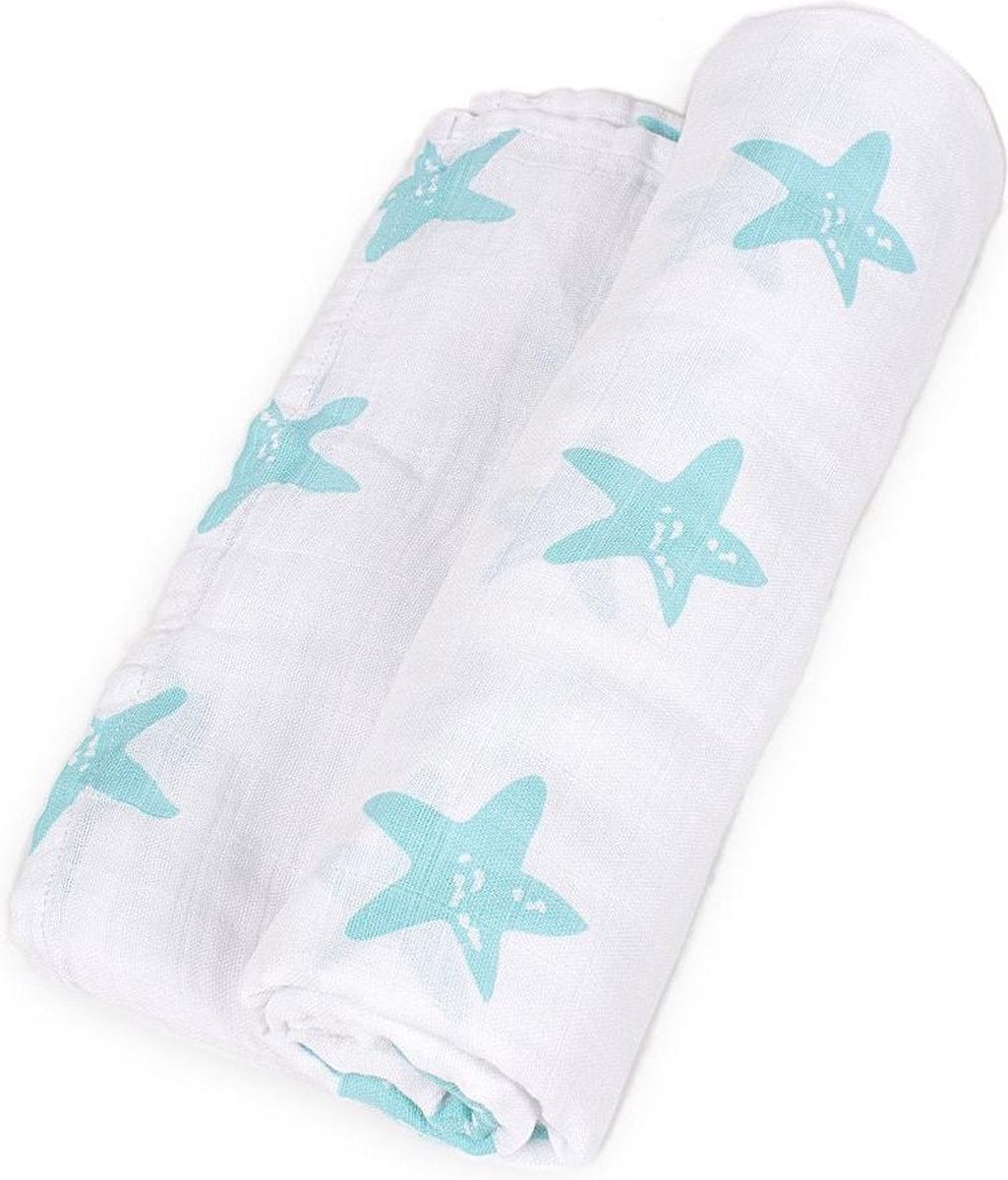 Interbaby Wikkeldeken Estrella 120 X 120 Cm Katoen Wit/groen