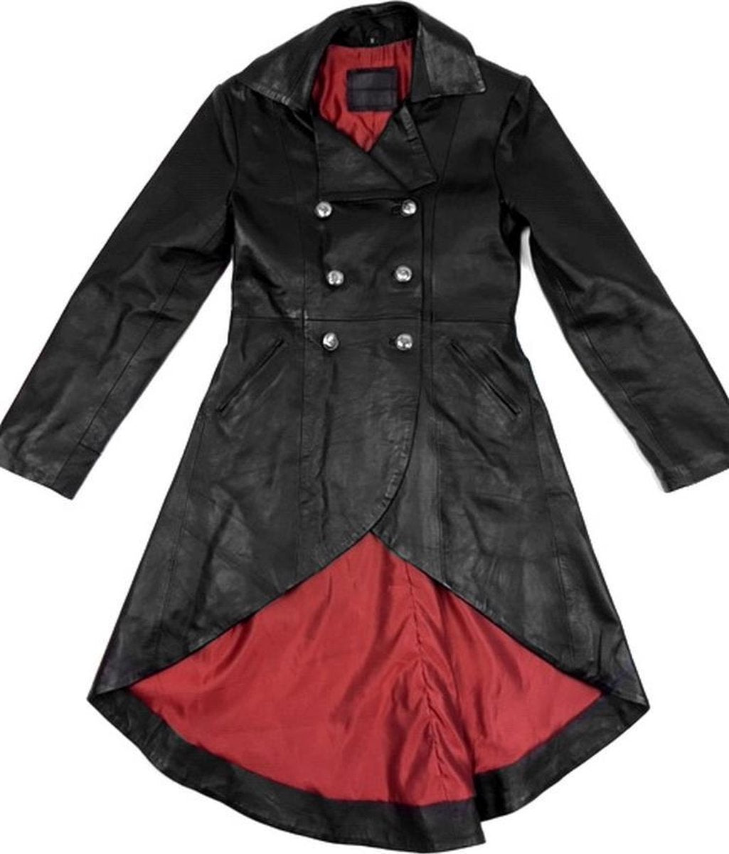 Attitude Holland Leren jacket -S- Lamb Nappa Red Lined Edwardian Zwart