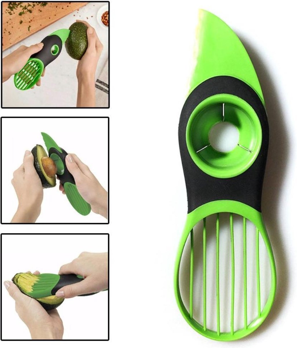 Luxe Avocado Snijder - 3 in 1 - Avocadomes - Avocado Pit Verwijderen - Avocadosnijder - Groen