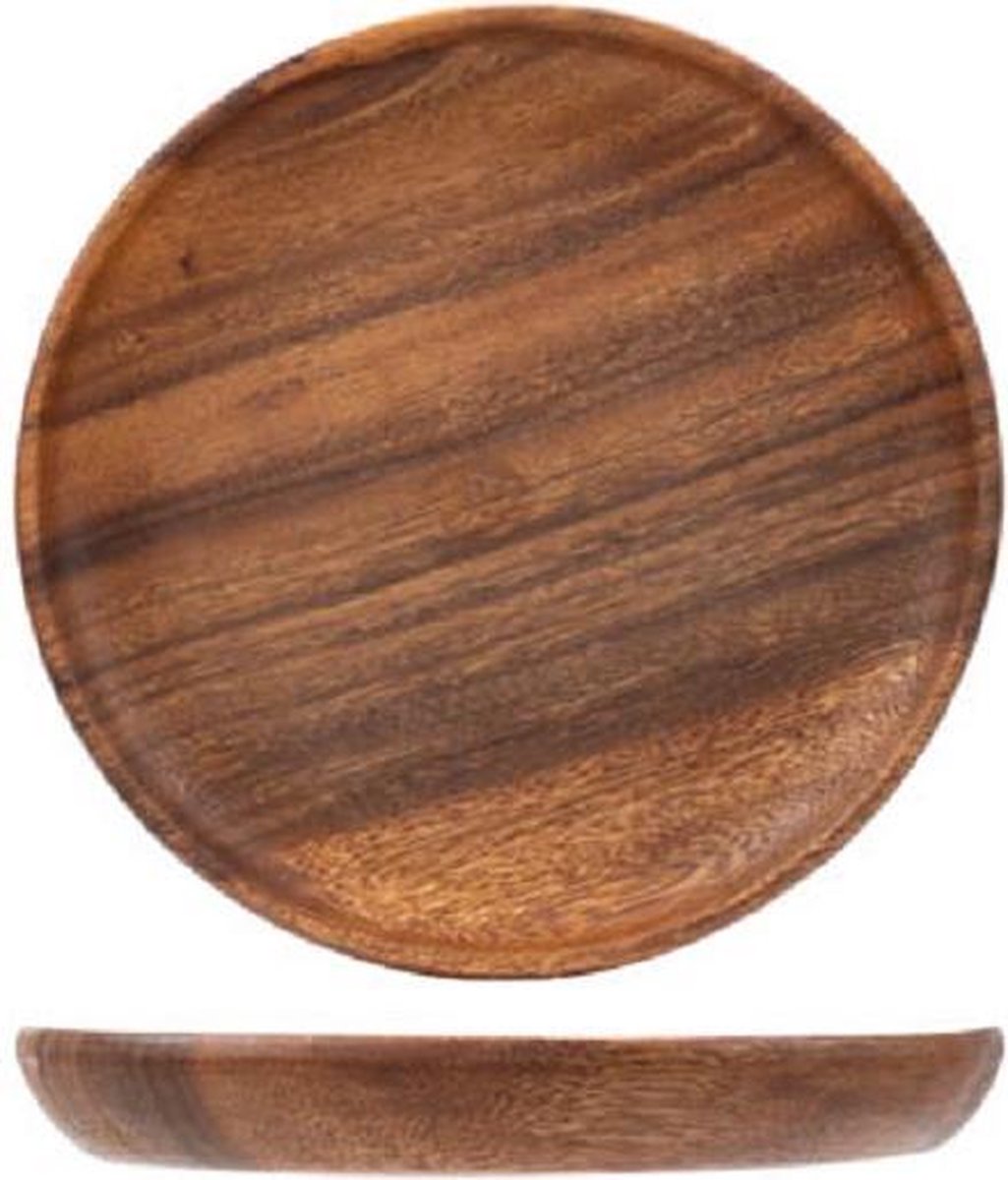 Cosy en Trendy Acacia Houten Schaaltje  20x2.5cm - Aardewerk (set van 4) En Yourkitchen E-kookboek - Heerlijke Smulrecepten
