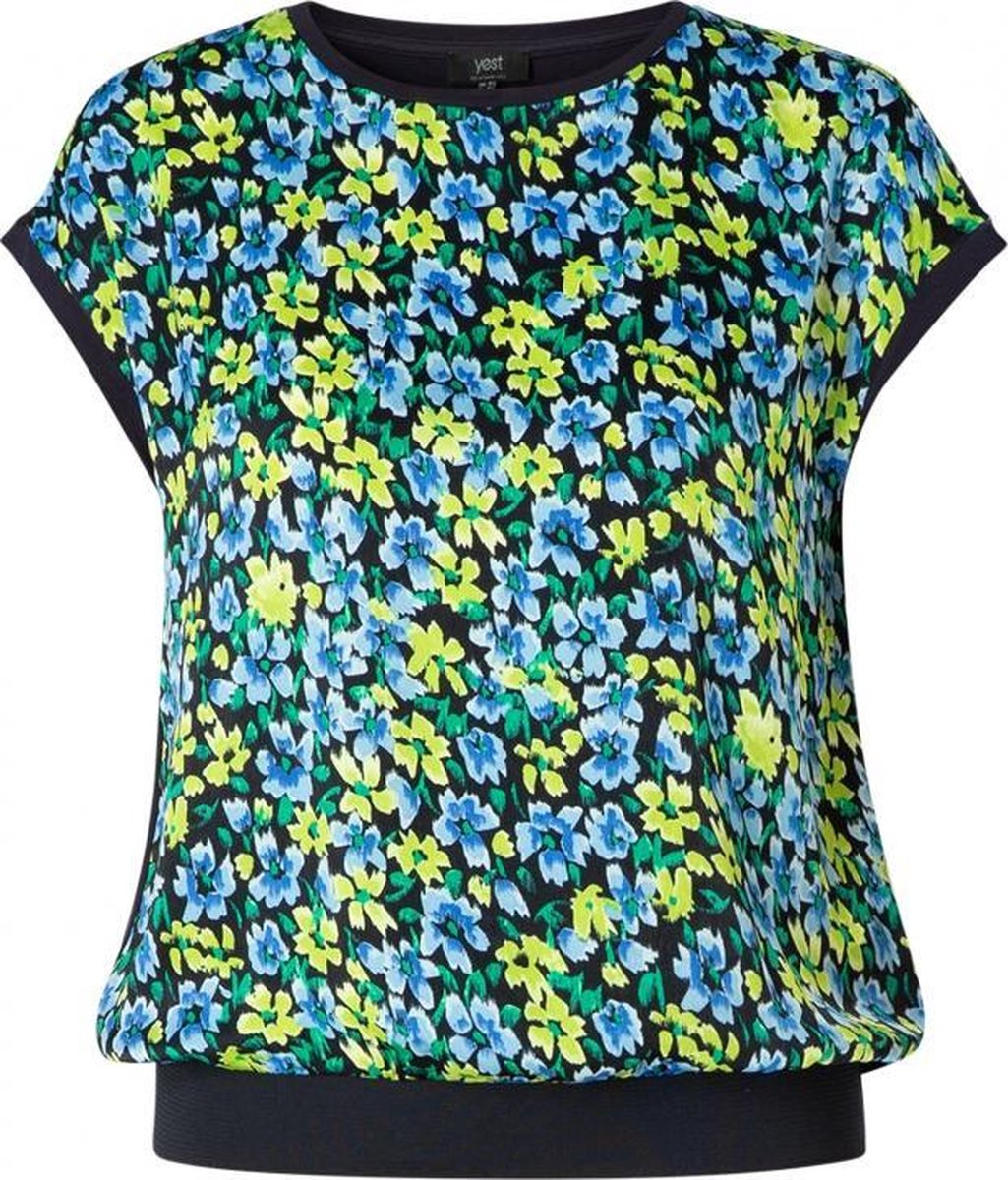 YESTA Haniah T-shirt - Dark Blue Multi-col - maat X-0(44)