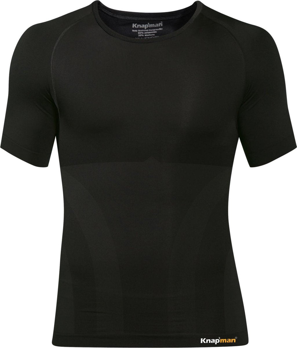 Knapman Zoned 20% Compressie Shirt Heren Sportshirt - Maat L  - Mannen - zwart