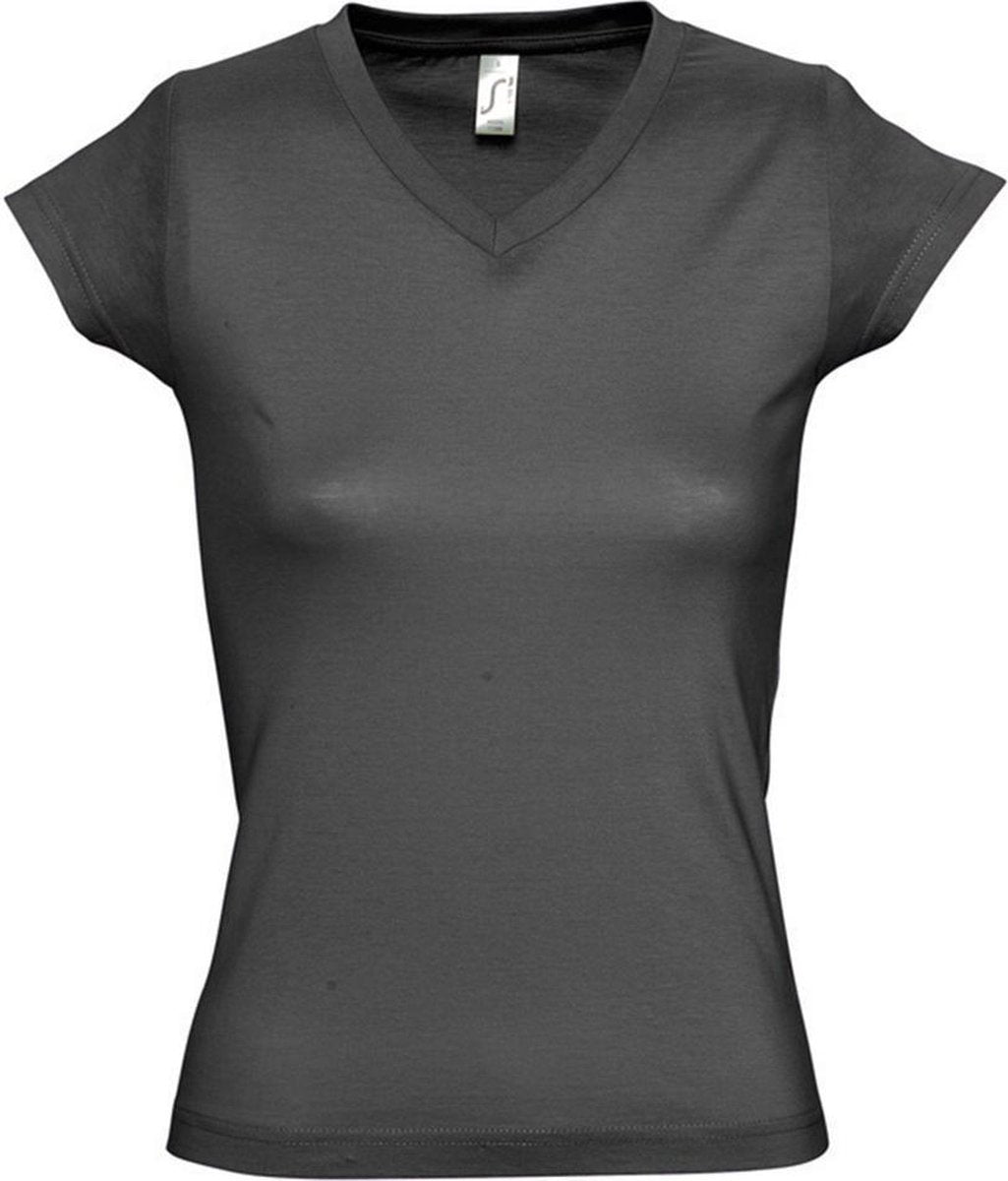 SOLS Dames/dames Maan V Hals T-Shirt met korte mouwen (Donkergrijs)