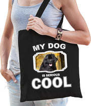 Dieren Newfoundlanders tasje katoen volw + kind zwart - my dog is serious cool kado boodschappentas/ gymtas / sporttas - honden / hond