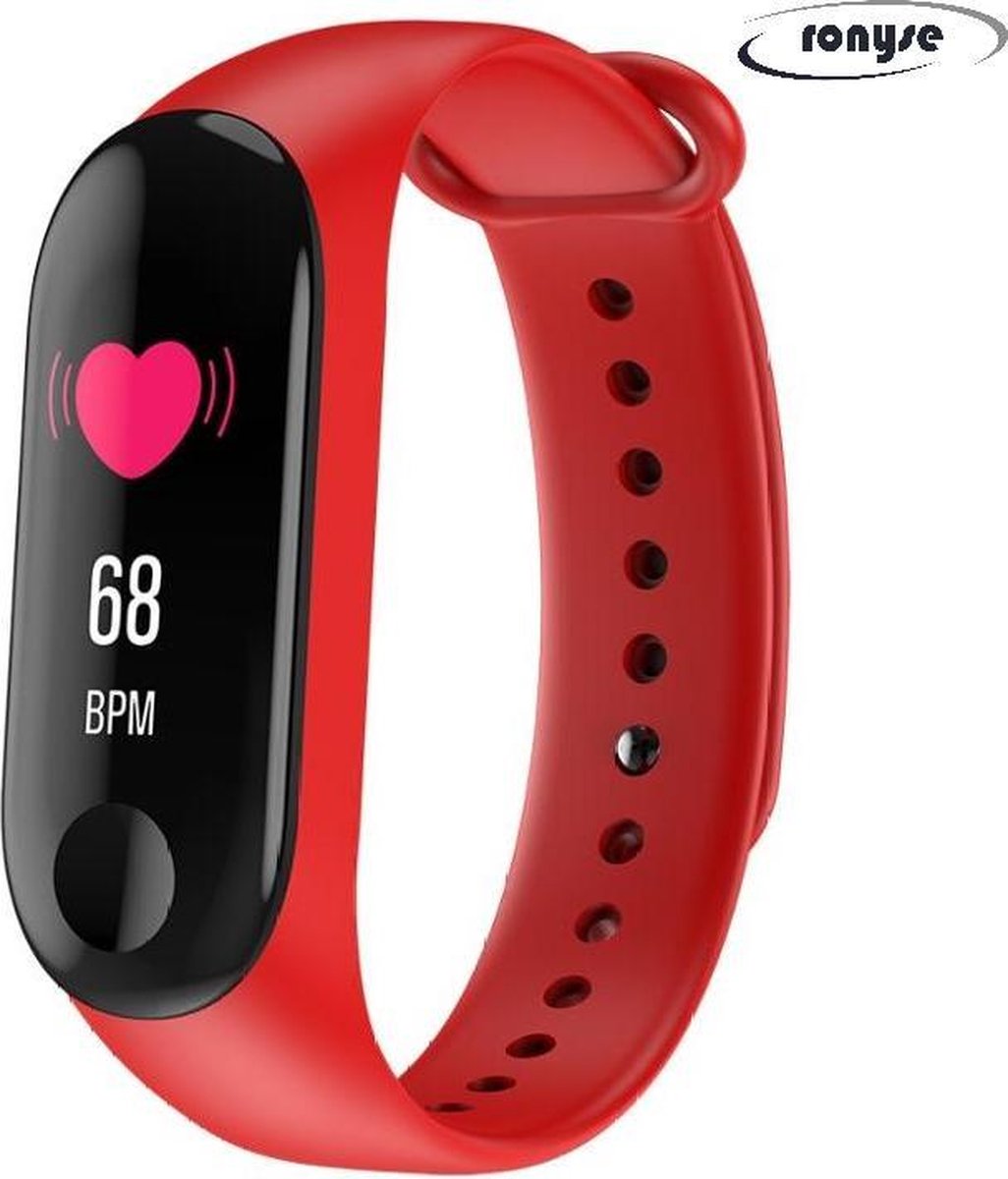 Stappenteller Rood - Calorieënmeter - Hartslagmeter - Sport horloge - Bloeddrukmeter - Afstandmeter - Smart Bracelet - IOS & Android - Voor Heren en Dames