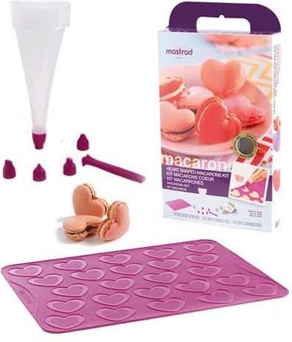 Mastrad Macarones - Siliconen - Hart - Giftset - Raspberry