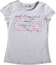 Geisha stevig zacht grijs shirt met pailletten en zilverdraad - Maat 152