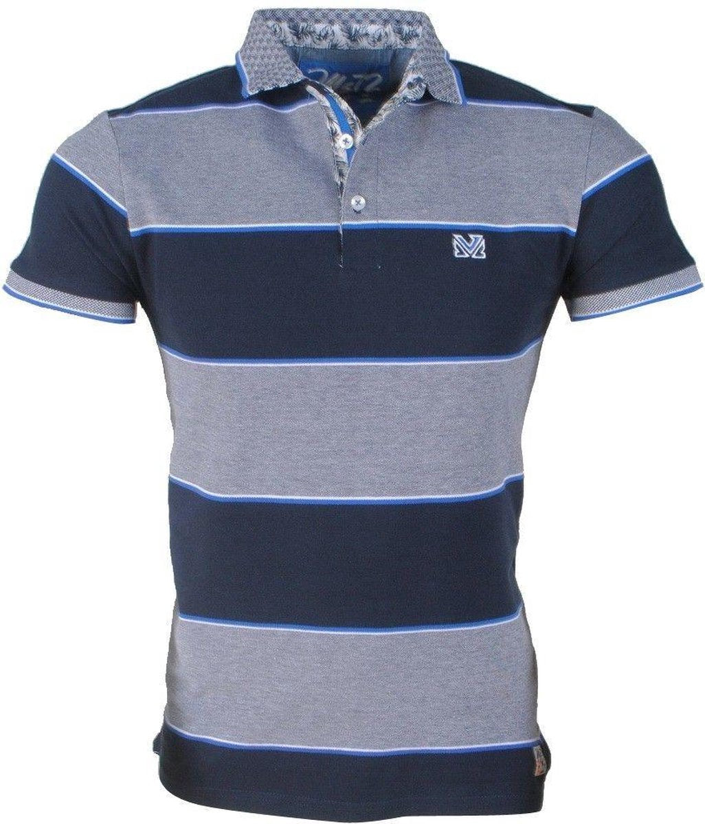 MZ72 - Heren Polo - Pitchy - Gestreept - Navy
