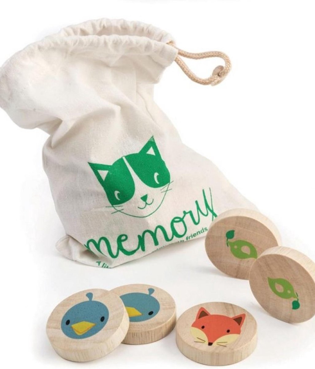 Tender Leaf Toys - Houten Memo Geheugenspel - Dieren - Met Opbergzak - Vanaf 18 Maanden
