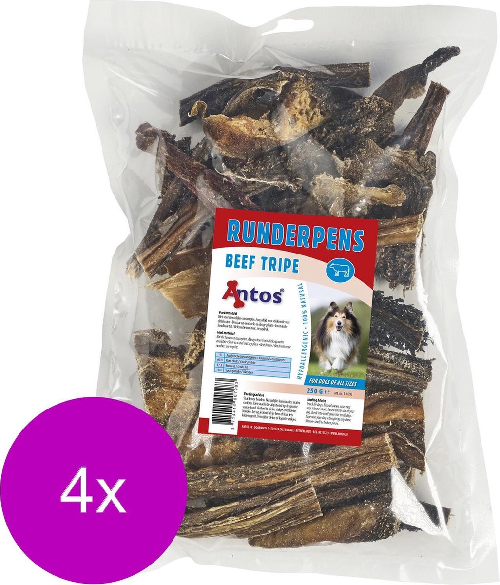 Antos Pensstaafjes - Hondensnacks - 4 x Rund 20 cm 250 g
