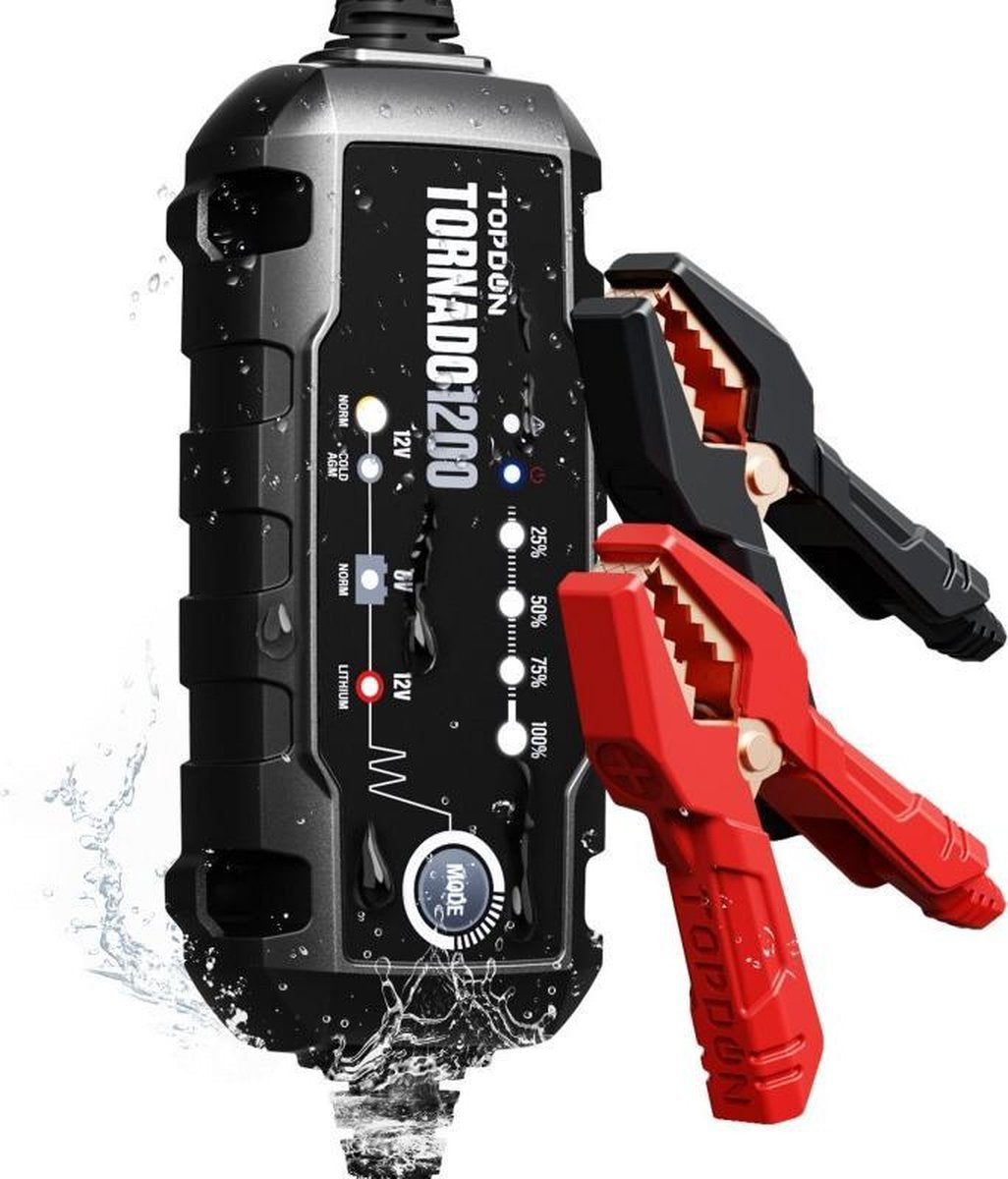 Topdon T1200 12V Druppellader Acculader smart-automatisch 2x sneller opladen