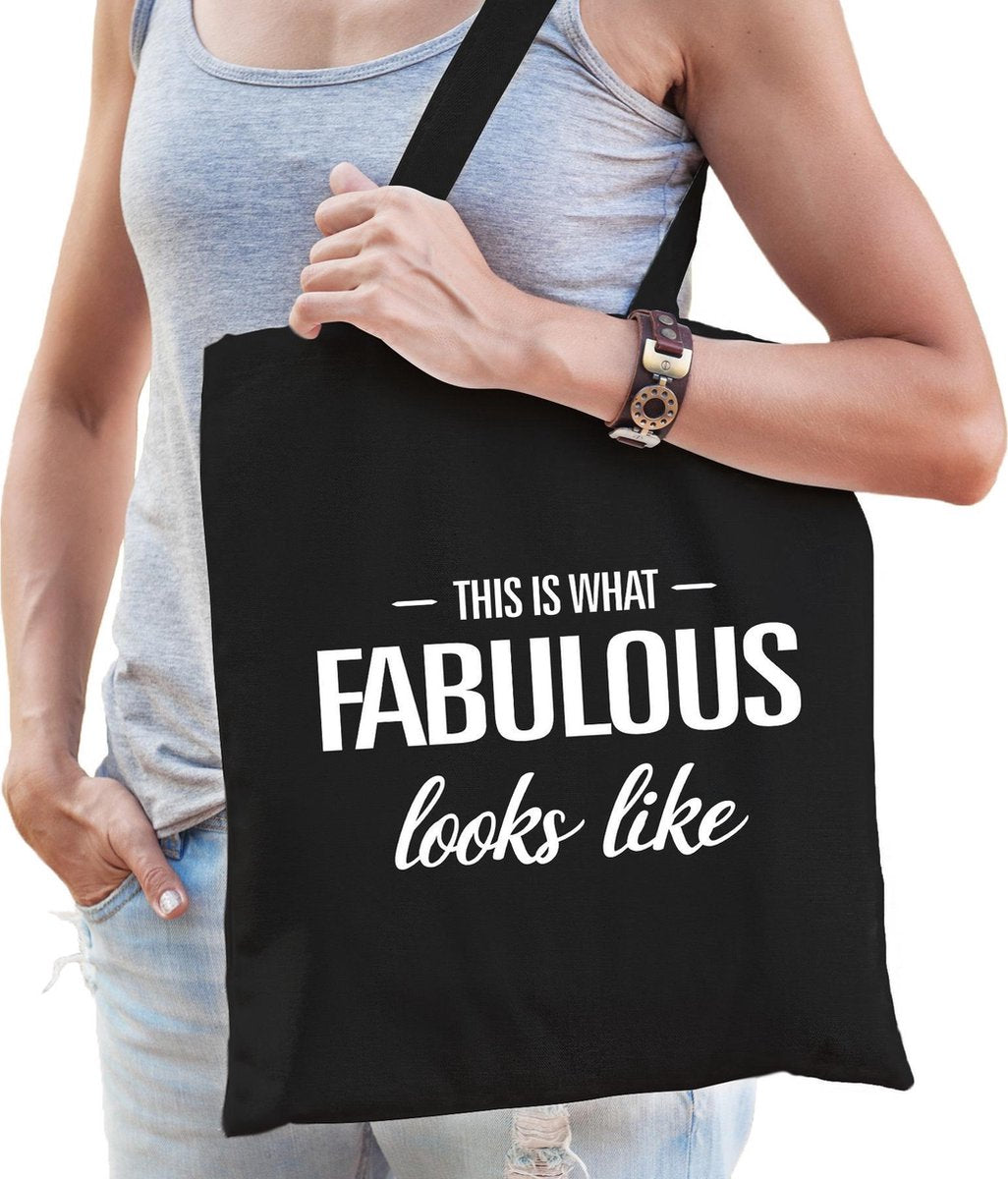 This is what fabulous looks like cadeau katoenen tas zwart voor dames - kado tas / tasje / shopper voor een fantastische dame / vrouw