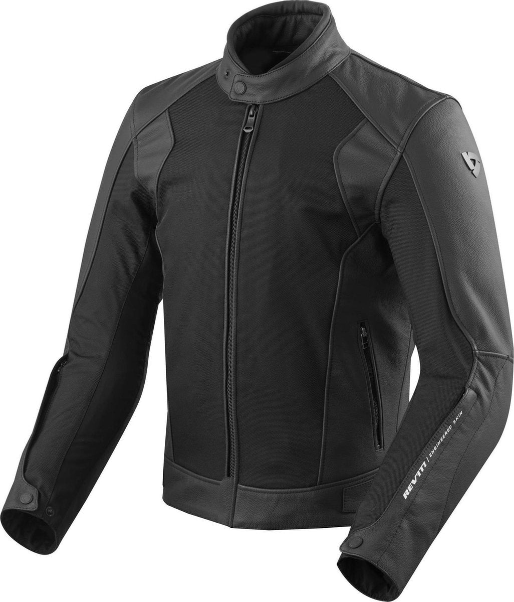 REV'IT! Ignition 3 Black Leather Motorcycle Jacket 46