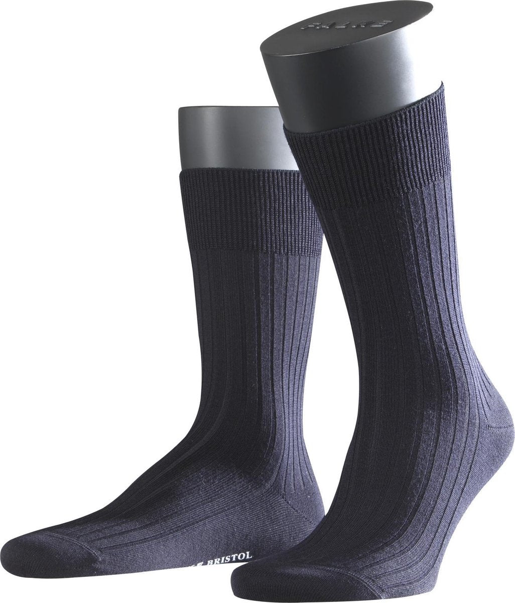 FALKE Bristol Pure HerenSok 14415 - Blauw 6370 dark navy Heren - 47-48