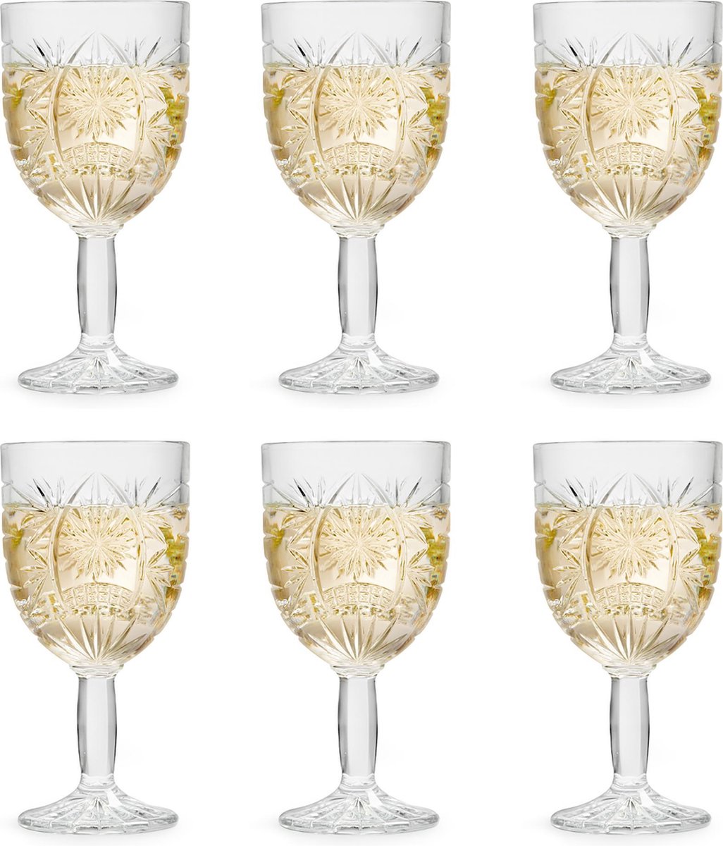 Libbey Wijnglas Atik - 230 ml / 23 cl - 6 Stuks - Ster motief - Vaatwasserbestendig - Hoge kwaliteit