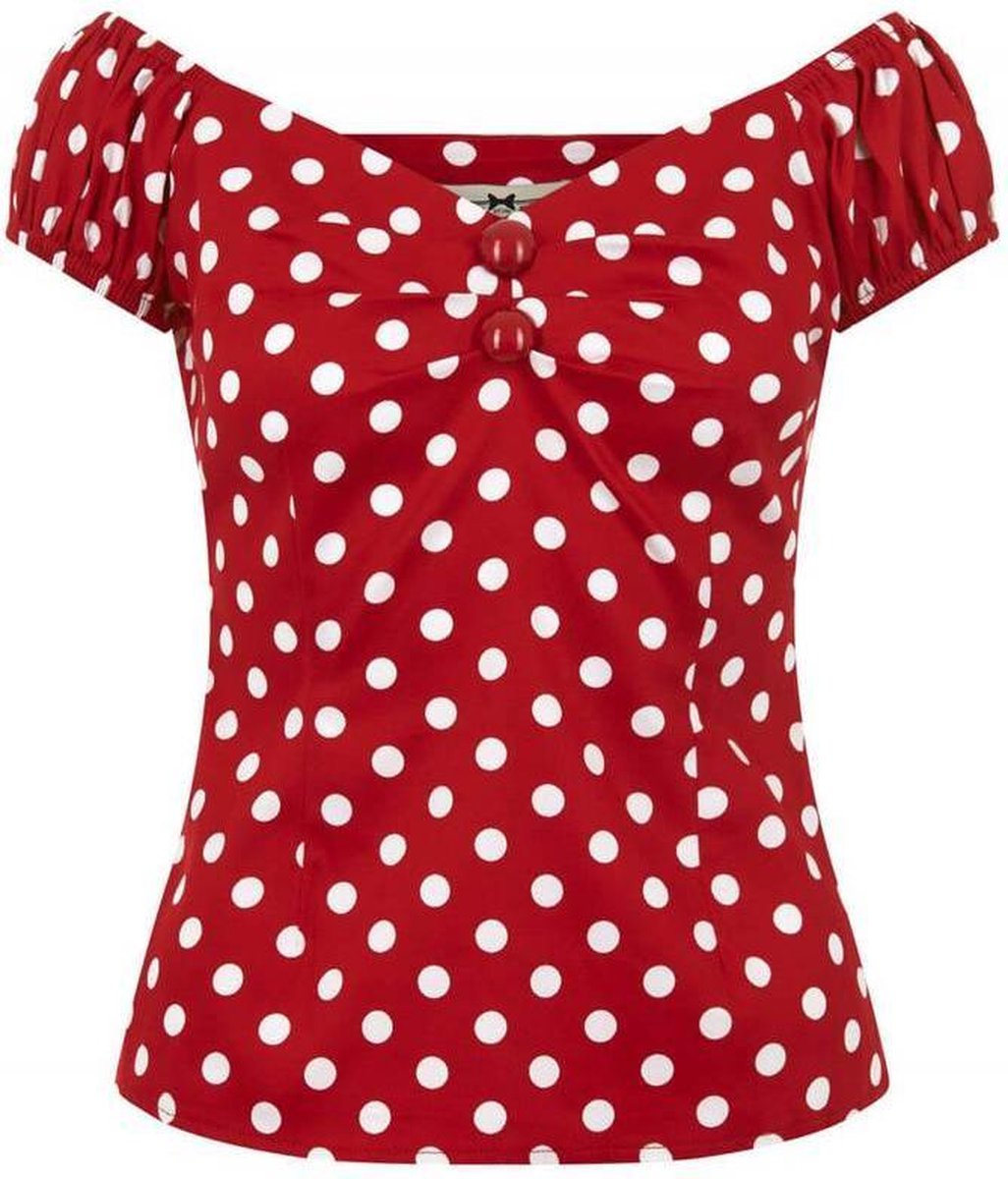 Collectif Dolores Polkadot 50's Top Rood