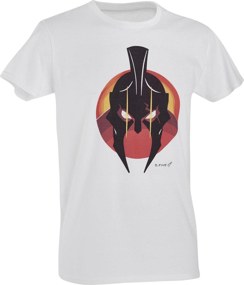 D.five T-shirt Spartan Helmet Heren Katoen Wit/rood Maat L