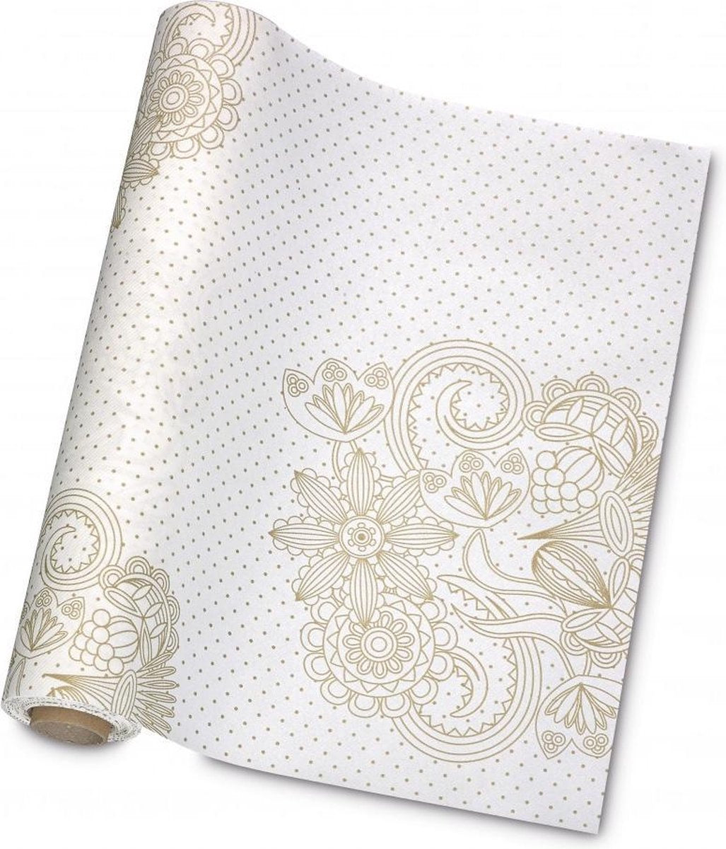 GALA Tafelloper Mia White Gold 40cm x 10m Dessin