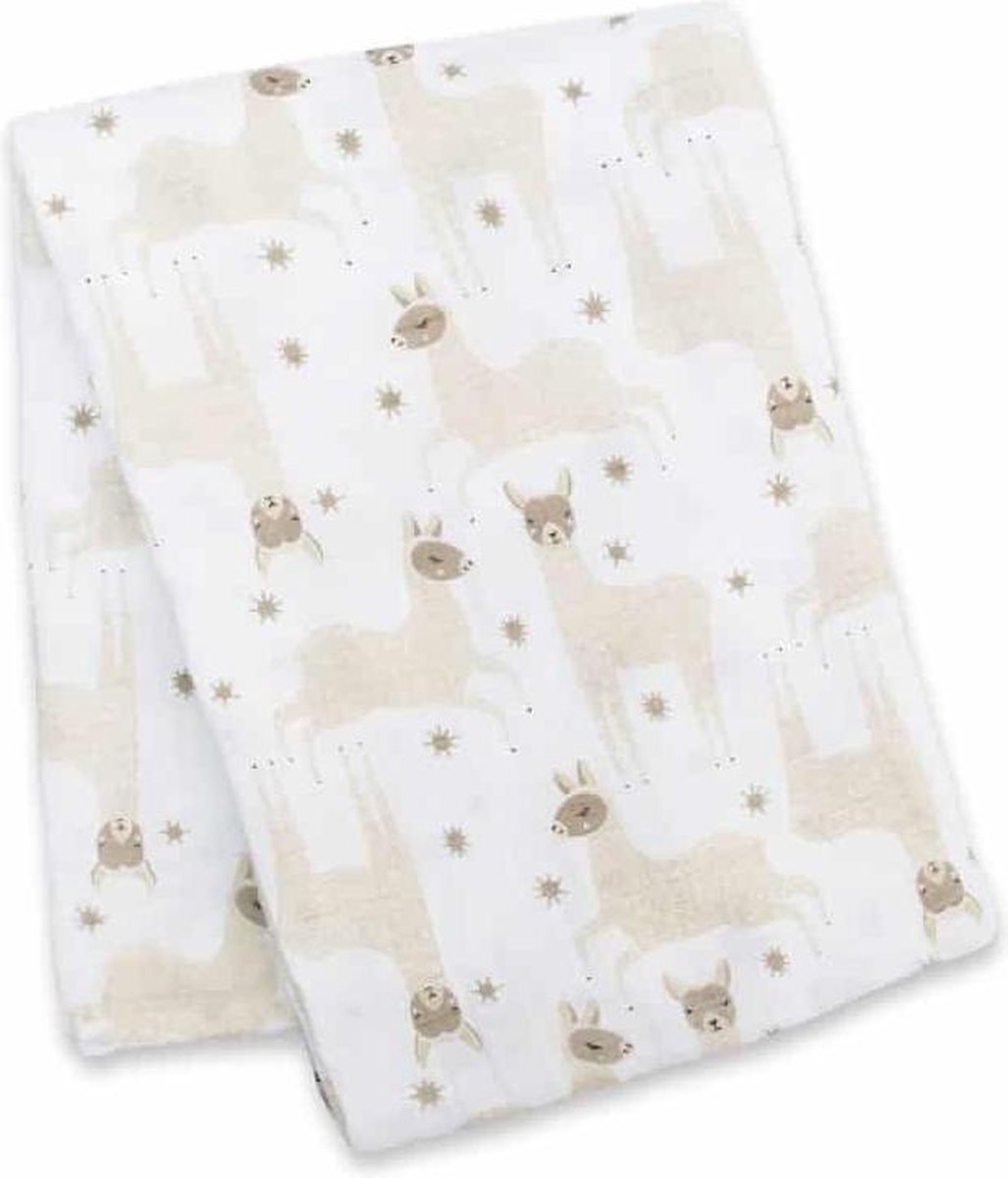 Lulujo swaddle 100% katoen 120x120 - Modern Llama