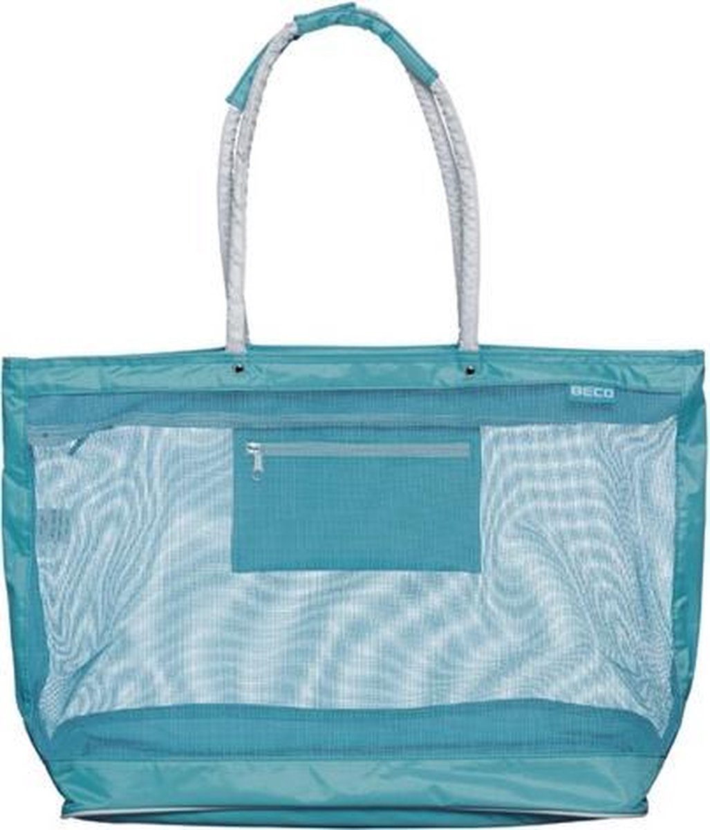 BECO mesh strandtas/zwemtas - turquoise