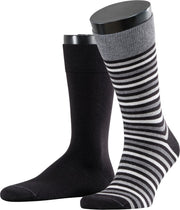 Esprit Multistripe 2-PACK Sokken Heren   17863 - Zwart 3000 black Heren - 43-46