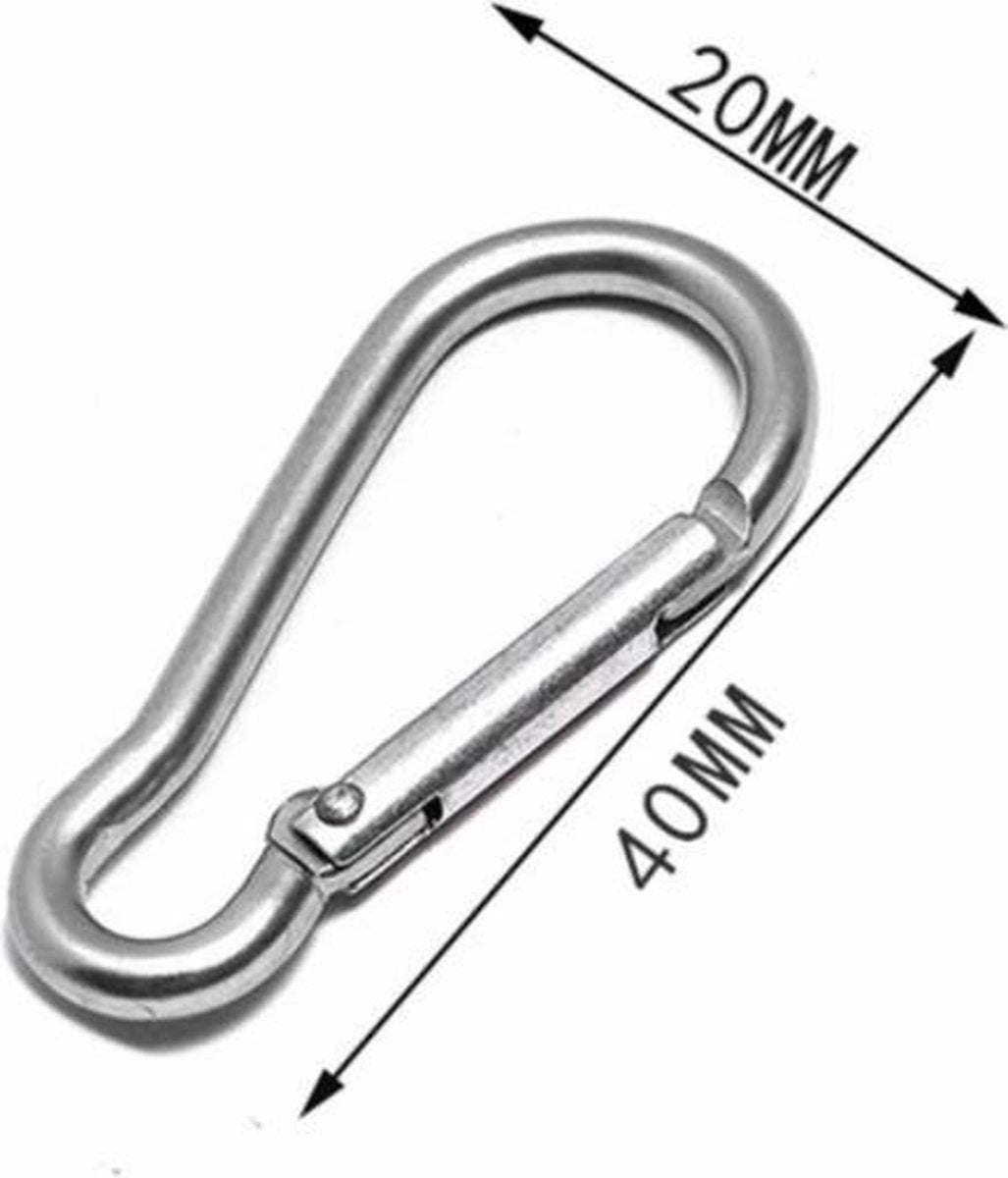 5 Stuks - Karabijnhaken - Zilver - RVS - 4x2cm - Karabijnhaak - Carabiners - Festonhook - Tashaak - Bagagehaken -