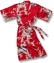 TA-HWA Kimono met Pauw Motief Rood Dames Kimono L