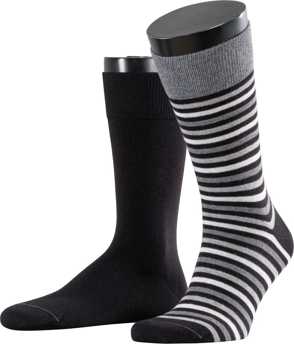 Esprit Multistripe 2-PACK Sokken Heren   17863 - Zwart 3000 black Heren - 39-42