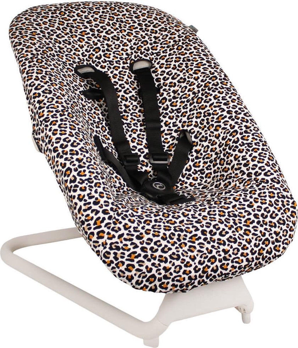 Ukje Hoes voor Cybex Lemo Bouncer hoes - Perfecte pasvorm - Geel wit panter