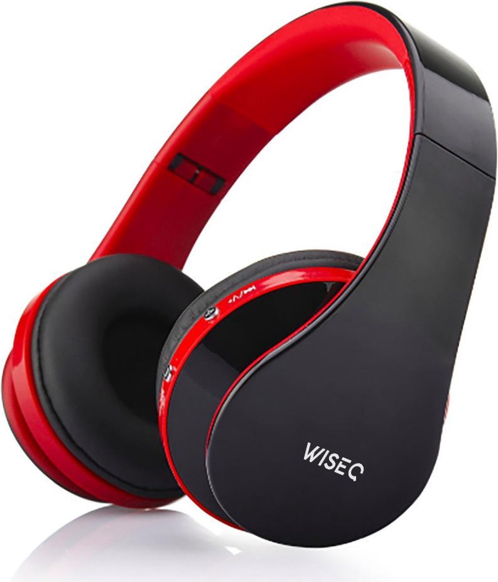 WISEQ Draadloze Koptelefoon Voor Kinderen - Bluetooth 5.0 - Zwart-Rood