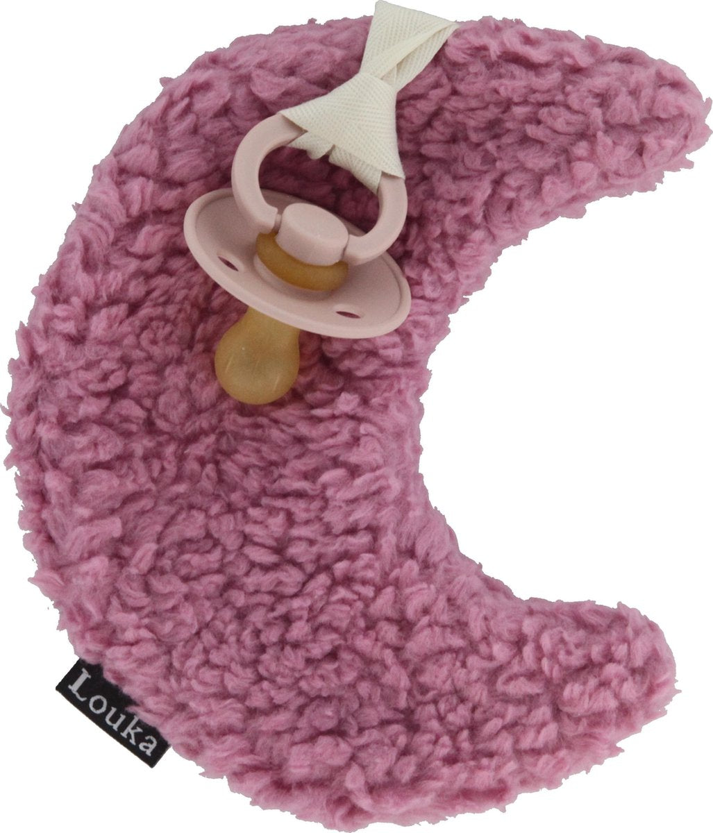 Louka speendoekje maan roze - teddy katoen - meisje - speenknuffel - excl. Bibs speen