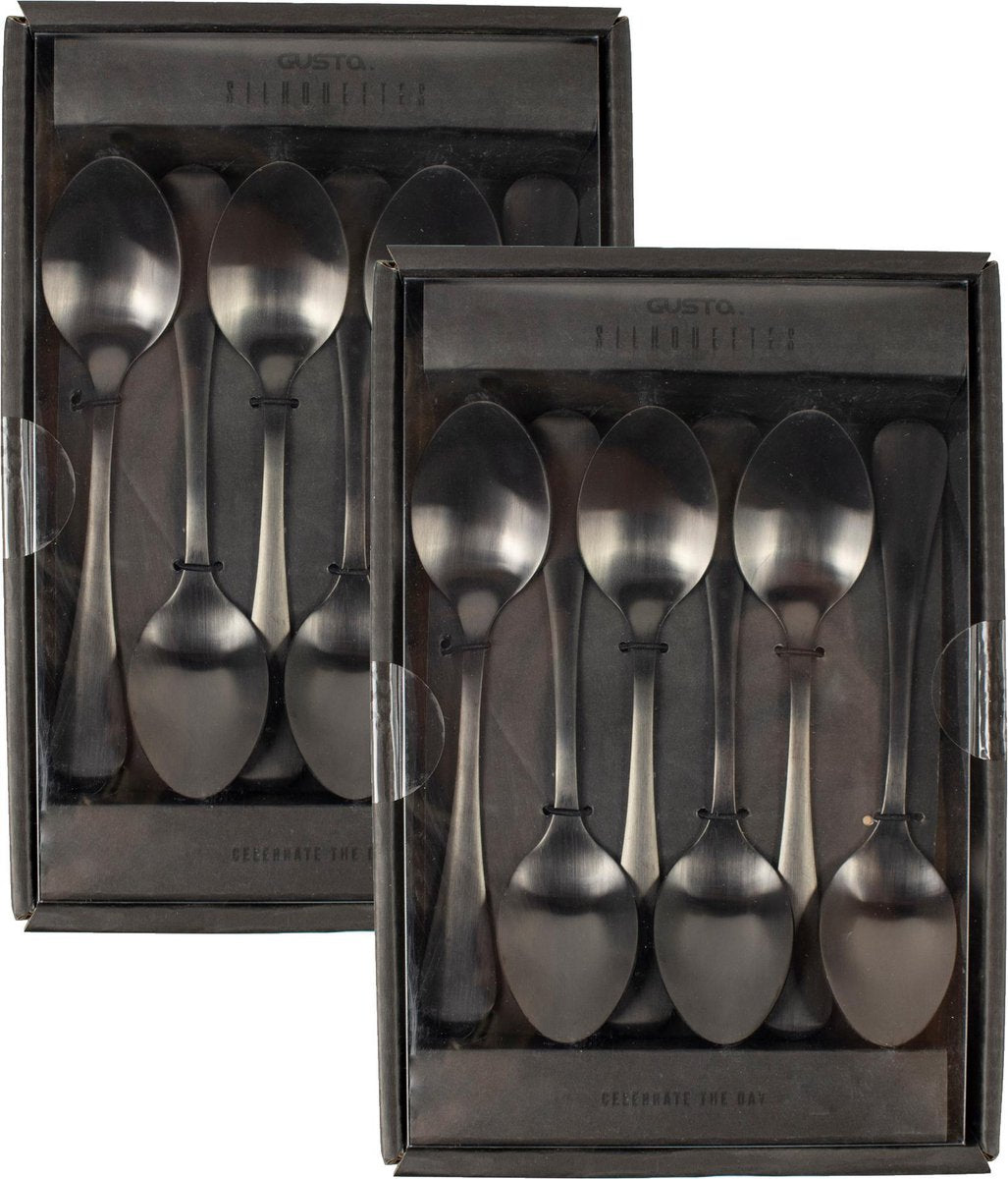 Koffielepeltjes 6-delig Zwart - set 2 stuks
