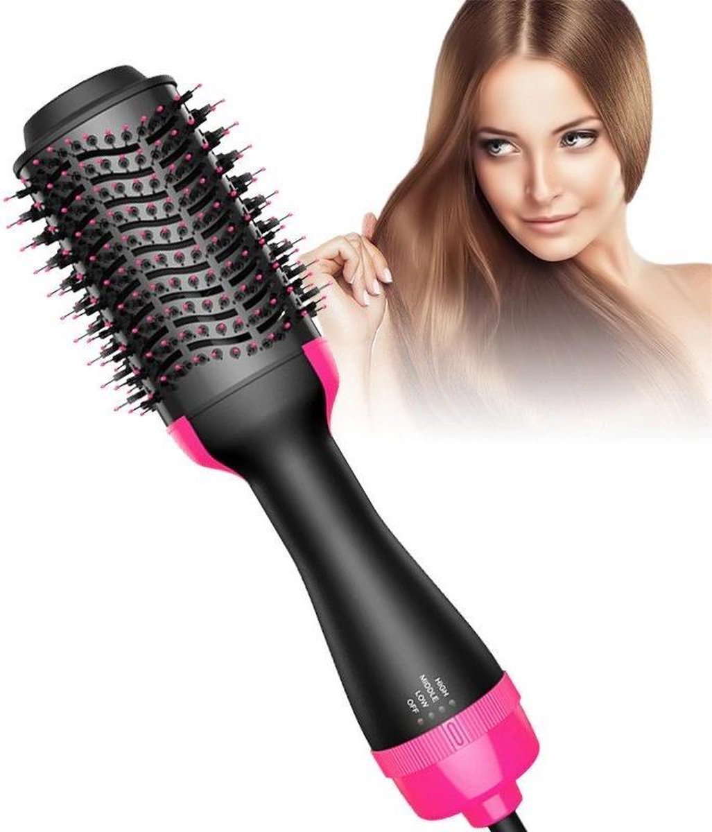 Vastu’s Tatah Rose One-step Föhnborstel  – 4 in 1 Warmeluchtborstel - Volumizer met Borstel – Haardroger met Borstel - Zwart/Roze – Magic Brush