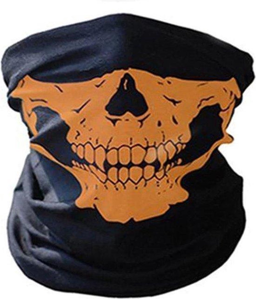Gezihtsmasker Balclava - Skull Mask - Nek Warmer - Neck Sjaal - Zwart/oranje