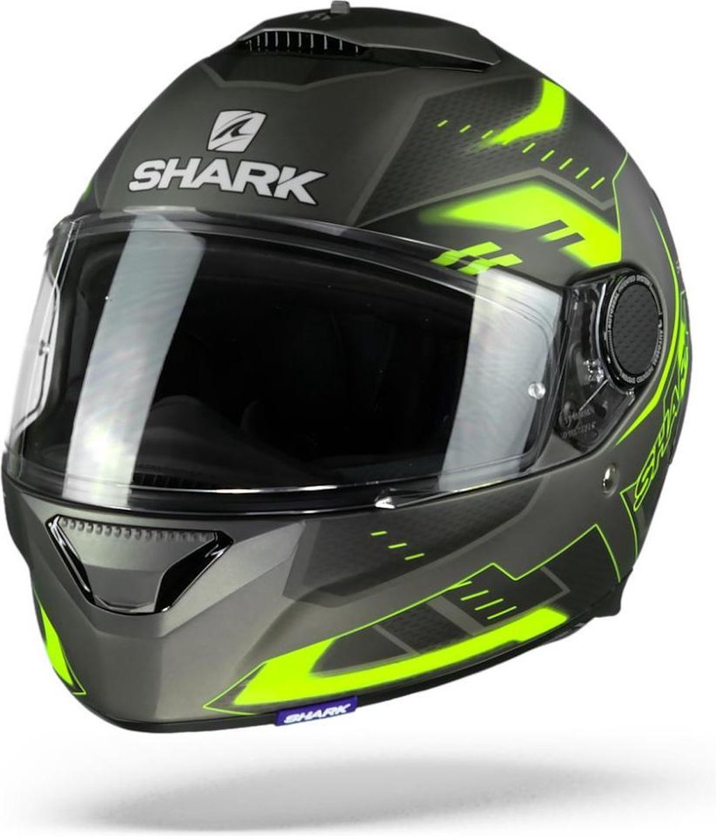 Shark Spartan 1.2 Antheon Mat Anthracite Geel Zwart Ayk Integraalhelm - Motorhelm - Maat S