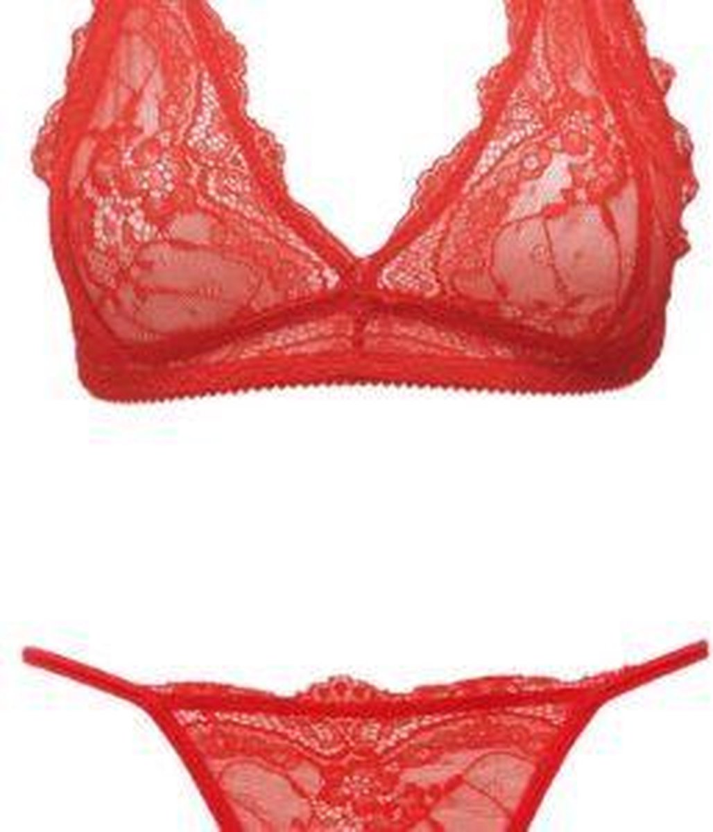 Ouno - Sexy lingerie set - 2 parts - size L/XL - uitdagend Rood - gave Cadeaubox - j5295 - ideaal om te geven of te ontvangen