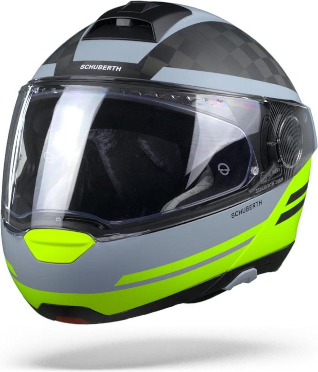 Schuberth C4 Pro Carbon Tempest Geel Systeemhelm - Motorhelm - Maat S